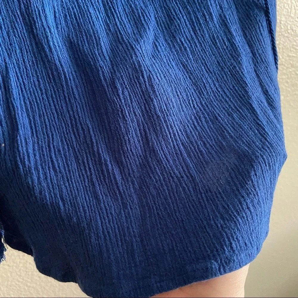 Joseph A Boho Peasant Blouse Tassel Open Knit Sapphire XL Chic Bohemian Folk - Picture 6 of 13